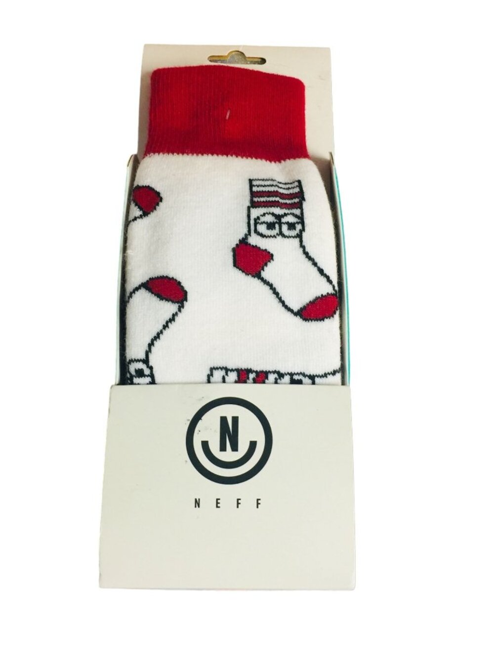 NEFF Snow Socks Men's White with Eyeballs Elastic Grip Zone OSFM